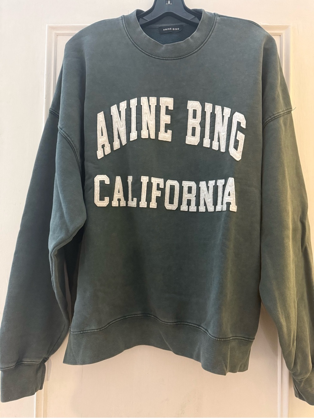 Anine Bing Olive Green 'California' Crewneck Sweatshirt